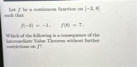 Solved Let F Be A Continuous Function On 3 8 Such That Chegg