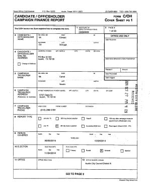 Fillable Online CANDIDATE OFFICEHOLDER FORM C OH CAMPAIGN FINANCE