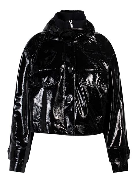 Leather Jacket Dondup Vinyl Cropped Jacket With Hood Dj502of0186999