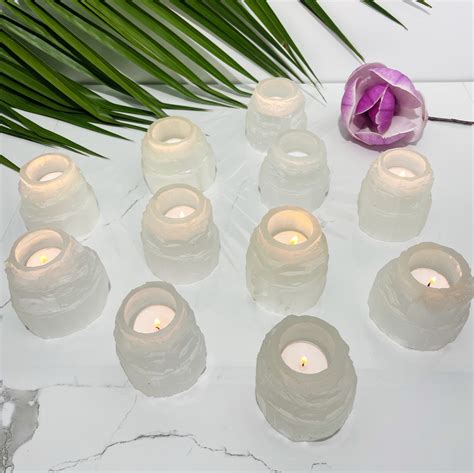 Selenite Tower Candle Holder G Cm Crystal Empire Wholesale