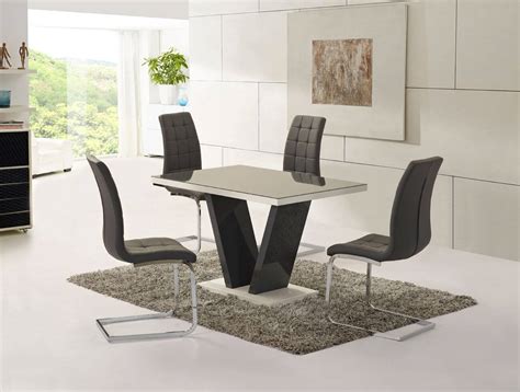 High Gloss Dining Table And Chairs Sets Homegenies