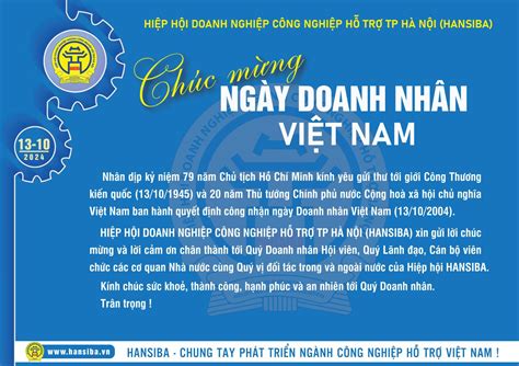 ChÚc MỪng NgÀy Doanh NhÂn ViỆt Nam 13 10 Hiệp Hội Hansiba