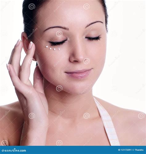 Woman Applying Creme On Face Stock Image Image Of Healthy Body 12173391