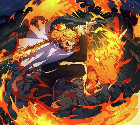 Rengoku Kyojuro Fire Tiger Digital Art By Nguyen Hai Fine Art America