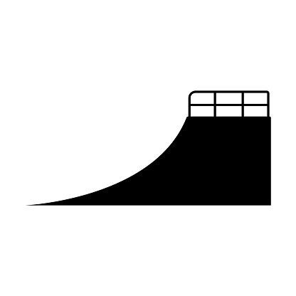 skateboarding ramp icon black silhouette side view vector simple flat