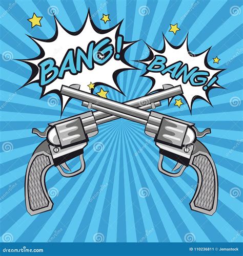 Gun Revolver Bang Bubble Design Stock Vector Illustration Of Bang