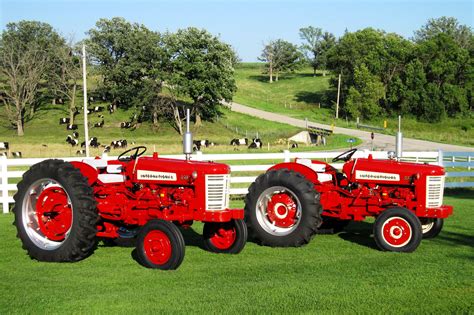 1957 Ih 350 Hi Utility And 1958 Ih 330 Utility Tractor Mower Red