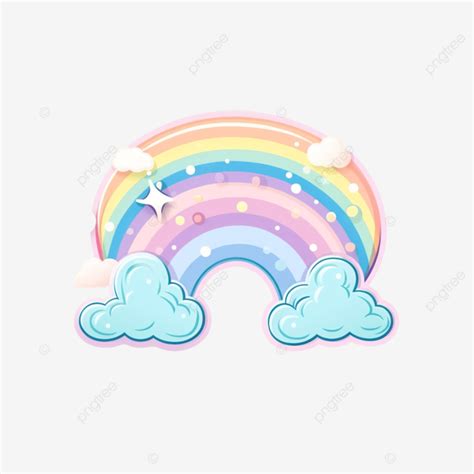 Cute Pastel Rainbow Stationary Sticker Rainbow Flower Pastel Png