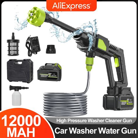 30 BAR Wireless High Pressure Car Wash Washer Gun 12000mAh Battery Foam