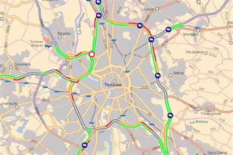 Bouchons ralentissements la circulation très dense autour de Toulouse