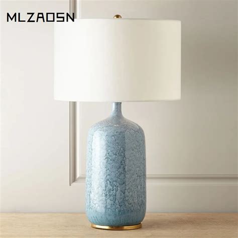 Classical Bedside Lamp Creative Blue Ceramic Living Room Table Lamp