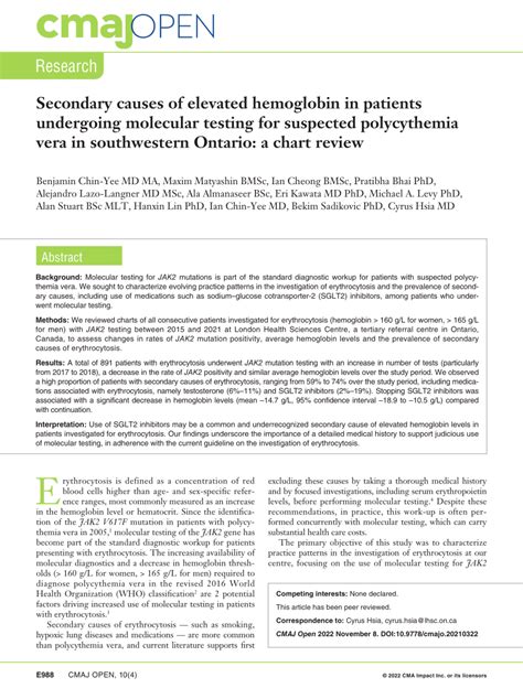 (PDF) Secondary causes of elevated hemoglobin in patients undergoing ...