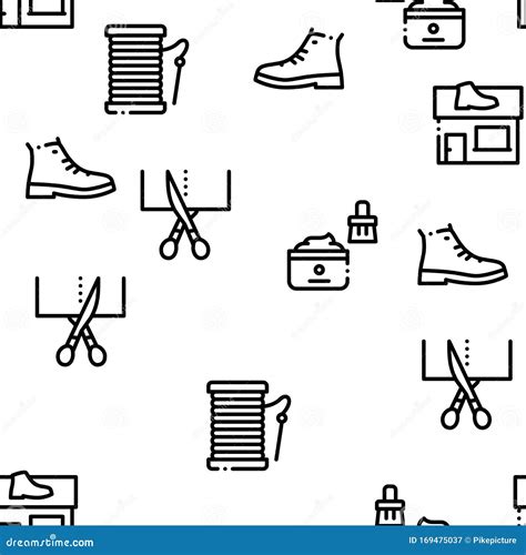 Shoe Repair Equipment Seamless Pattern Vector Stock Vector