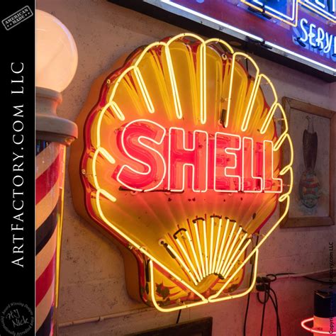 Vintage Neon Shell Sign Original Porcelain Fully Restored Neon