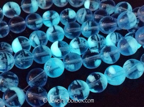 Glow In The Dark Czech Glass Beads Sapphire Blue Mm Smooth