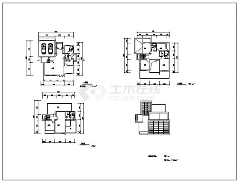 1164平方米某三层别墅建筑施工cad图，共九张土木在线