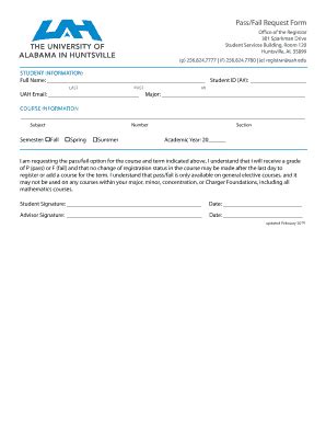 Fillable Online Registrar Forms Transcript Request Uah Fax Email