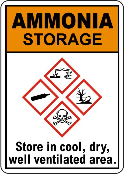 Ammonia Storage GHS Sign Claim Your 10 Discount