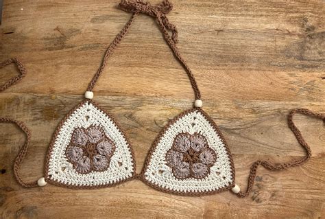 Crochet Flower Bikini Top Summer Bikini Top Etsy Uk