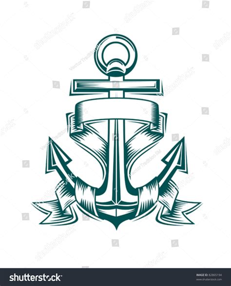 Ancient Anchor With Ribbons For Heraldic Design Such A Logo