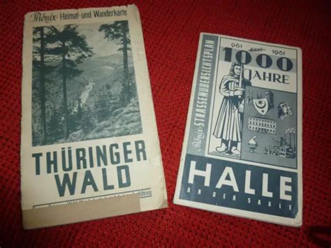 RaritÄt ThÜringer Wald Wanderkarte 1957 Und Halle 1000 Jahre 1961 Eur