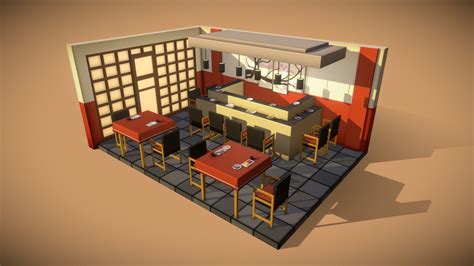 Isometric Japanese Restaurant 3d Model By Chui Xin Chuixin 6895216 Sketchfab