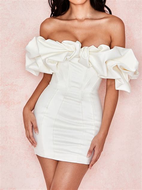 White Off Shoulder Mini Dress Vestidos De Un Hombro Vestidos