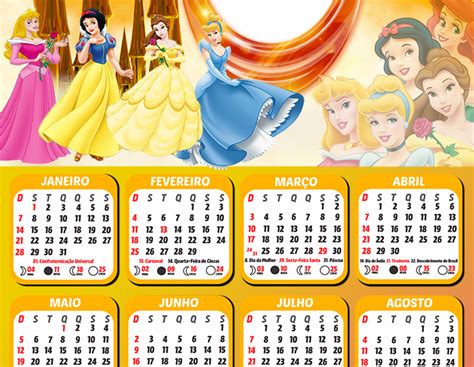 Foto Calendário Das Princesas 2024 Moldura Png Digital Grátis