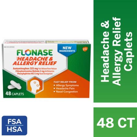 Flonase Headache And Allergy Relief Acetaminophen Caplets 48 Count