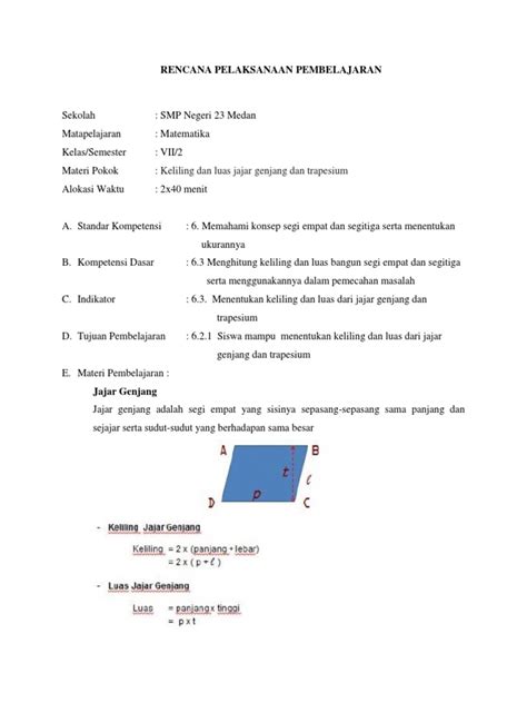 Rpp Jajar Genjang Dan Trapesium Pdf