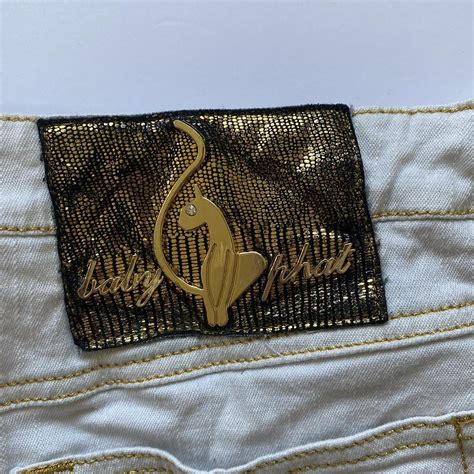 Baby Phat Women S White And Gold Skirt Depop