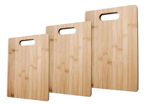 Set X3 Tablas De Picar Madera Bambú Bamboo Con Manija Kuchen MercadoLibre