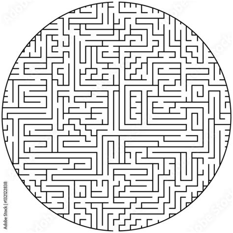 Complex maze puzzle game (high level of difficulty). Black and white ...