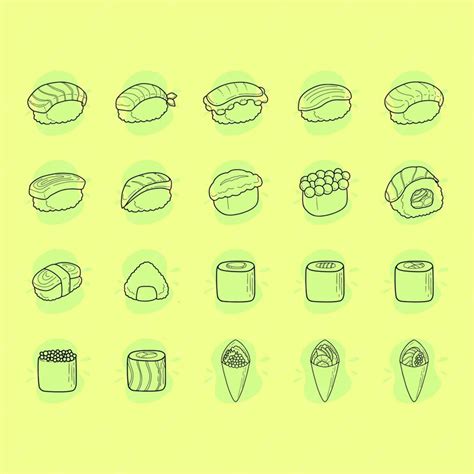 Premium Vector Sushi Collections Asia Food Vector Outline