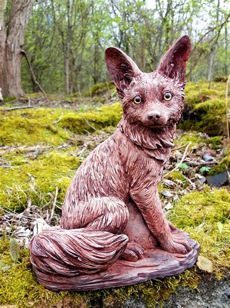 Beautiful Fox Stone Animal Statue Bespoke Highly Detailed Etsy Uk