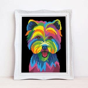 Colorful Westie Cross Stitch Pattern Abstract Rainbow West Highland