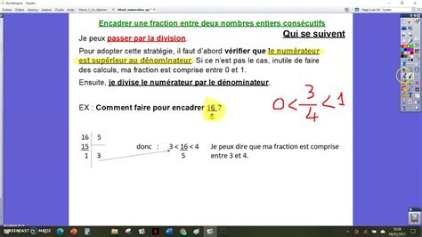 encadrer une fraction entre deux nombres entiers consécutifs YouTube