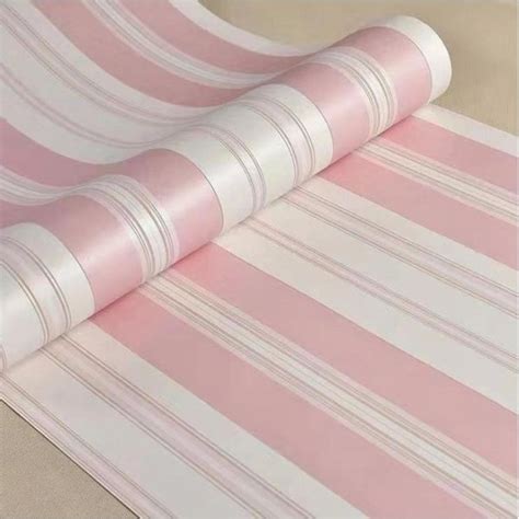 Jual Wallpaper Dinding Ukuran 45 Cm X 10 M Motif Salur Garis Pink Soft