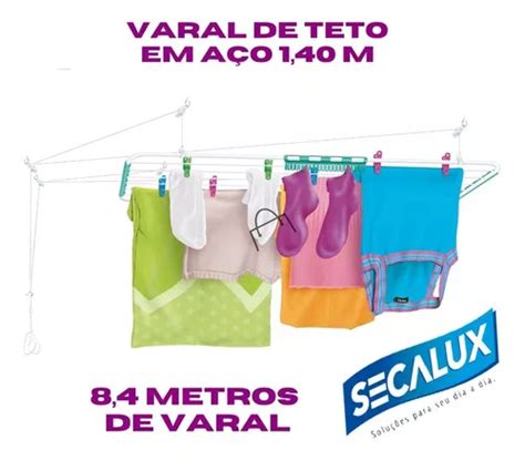 Varal De Teto Lavanderia Apartamentos 140 Cm Casa Prático MercadoLivre