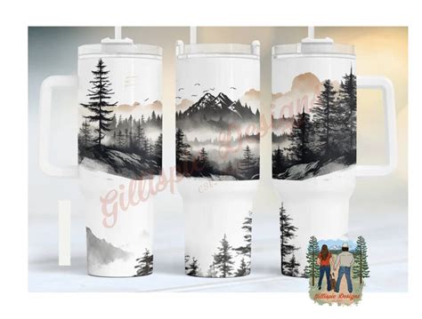 Mountains And Lake Tumbler Oz Tumbler Tumbler With Handle Quencher