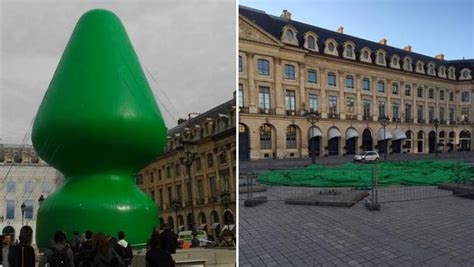 Place Vendôme Un Arbre De Noël Aux Allures De Sex Toy Vandalisé Linfo Re France Faits Divers