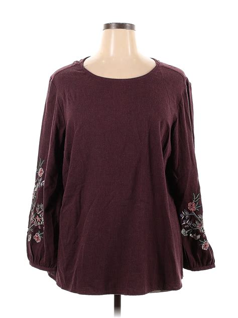 J Jill Floral Burgundy Long Sleeve Top Size Xl Off Thredup