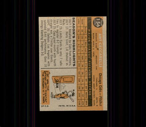 1960 Topps 156 Art Ceccarelli NM D416254 EBay