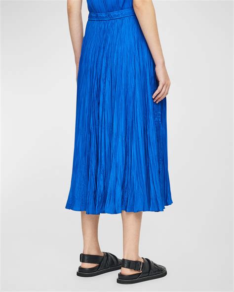 Joseph Sully Crinkled Habotai Silk Midi Skirt Neiman Marcus