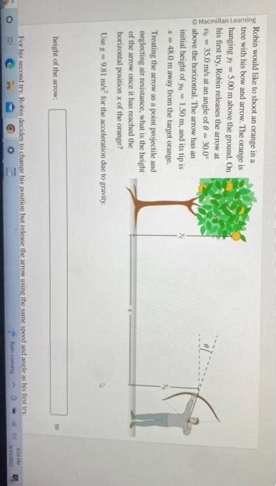 Solved Robin Would Like To Shoot An Orange In A Tree Wit