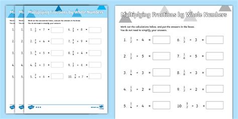 Multiplying Fractions By Whole Numbers Activity