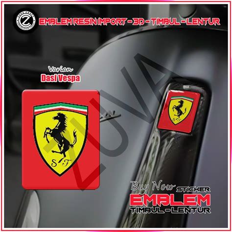 Jual Stiker Emblem Vespa Logo Ferrari Merah Emblem Timbul Stiker Vespa