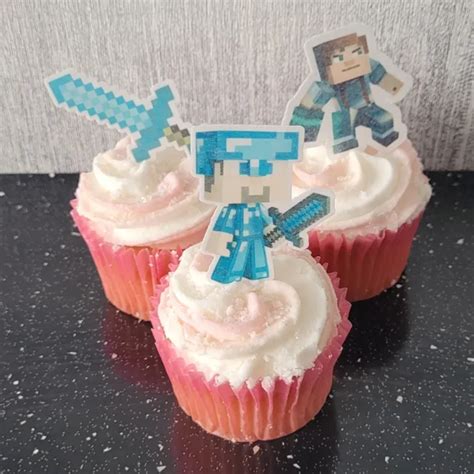 Minecraft X Edible Precut Cupcake Topper Picclick Uk