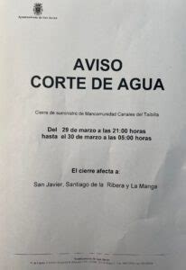 Aviso Corte De Agua Ayuntamiento San Javier Puerto Deportivo Tom S