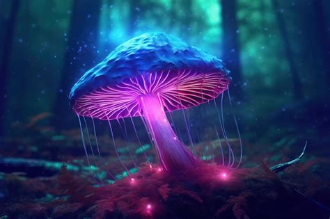 Premium Ai Image Mushroom Fantasy Glowing Mushrooms In Mystery Dark